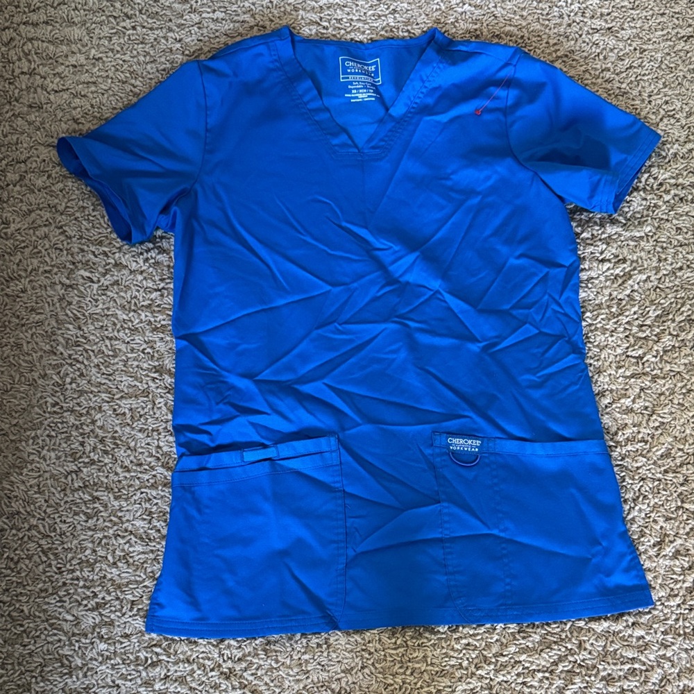 Cherokee Royal Blue V-Neck Scrub Top